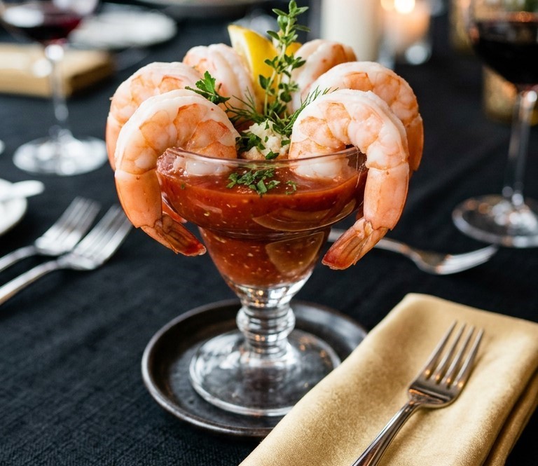 a shrimp cocktail with extra large shrimp in a cup cropped and resized 2